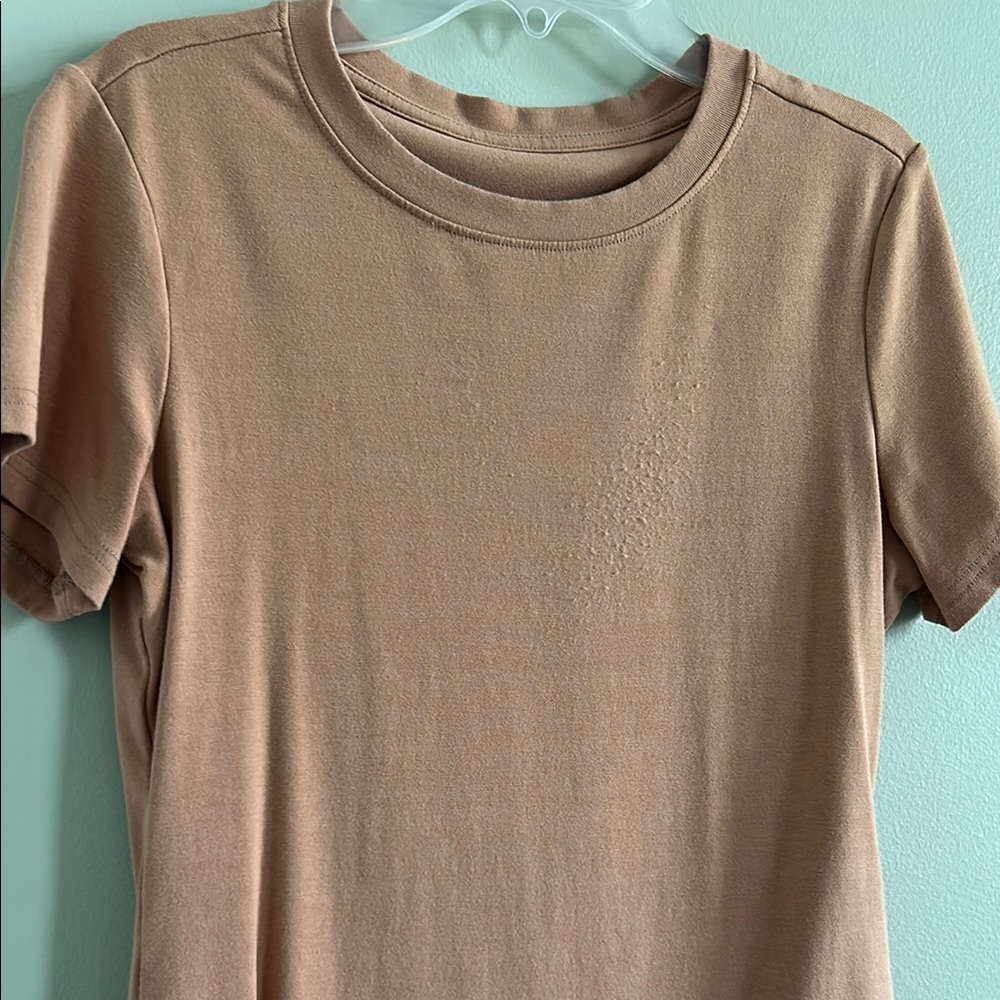 Tan Fitted Bodysuit Top with Snap Closure - Picture 2 of 3